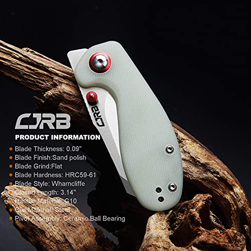 CJRB Maileah Pocket Knife with 2.39’’ AR-RPM9 Powder Steel Blade Folding Knife with G10 Handle Tactical Knife EDC Knife Pocket Knife for Men Ideal for Outdoor Survival Camping Hunting, 1918 Natural Green