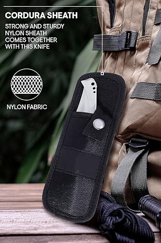 Long Blade Folding Knife - Sharp Hunting Hiking Camping Tactical Survival Work Knives for Men Women - Foldable Large Knife with Rosewood Handle - Fits any Knife Sharpener - Father s Day Gifts 4172