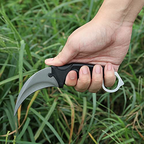 Oeeot Karambit Knife with Sheath, Claw Knife Fixed Blade Tactical Knife Survival Hunting Outdoor Camping Pocket Knives with 3Cr13 Stainless Steel Blade Suitable for Hiking, Gift and Collection