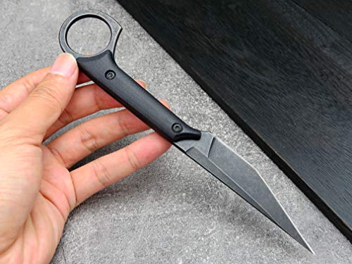 Ccanku C1140 Fixed Blade Claw Knife,D2 Blade G10 Handle EDC Tool Utility Knife for Outdoor, Survival, Hiking, Camping(Black)