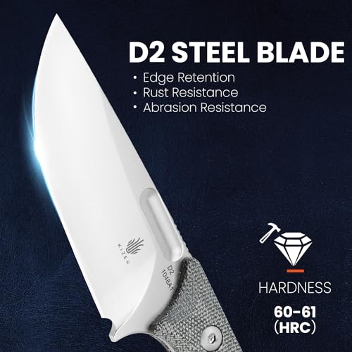 Kizer Cabox Fixed Blade Knife 3.35 Inches D2 Steel Fixed Blade Hunting Knife Micarta Handle with Sheath Pocket Knife1048A1