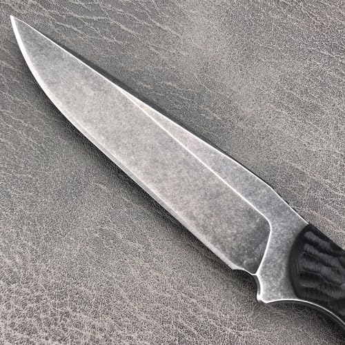 EDC Fixed Blade Knife with Kydex Sheath, Full Tang Survival Knife,8Cr13Mov Blade Black G10 Handle with Finger Loop,Tactical Knife Gifts for Men (black1)