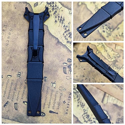 Socp Dagger Edc Tactical Fixed Blade Knife Spear Point, Coated Finish Black Handle With Sheath And Clip