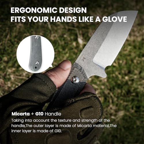 Kizer Fixed Blade Hunting Knife - D2 Blade, G10/Micarta Handle, Outdoor/Camping/Survival Knife with Sheath - Lightweight EDC Fixed Blade for Men & Women Outdoor Enthusiasts-1062A1