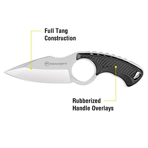 Kilimanjaro 910106 Men's Stretta Tactical Neck Knife - with 6.4-inch overall length, 8Cr13MoV Stainless Steel 3.2-inch Blade, Formed Sheath and carry chained included