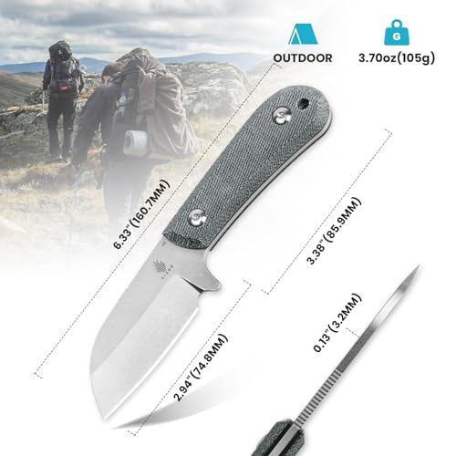 Kizer Fixed Blade Hunting Knife - D2 Blade, G10/Micarta Handle, Outdoor/Camping/Survival Knife with Sheath - Lightweight EDC Fixed Blade for Men & Women Outdoor Enthusiasts-1062A1