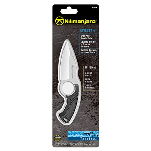 Kilimanjaro 910106 Men's Stretta Tactical Neck Knife - with 6.4-inch overall length, 8Cr13MoV Stainless Steel 3.2-inch Blade, Formed Sheath and carry chained included
