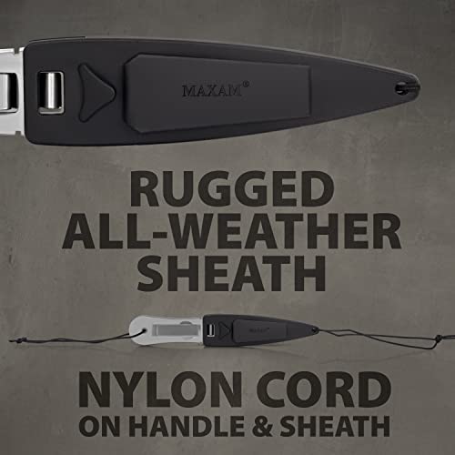 Maxam Tactical Knives - Concealable Fixed Blade Knife with Sheath - Full Tang Blade with Serrated & Smooth Edges - 7.5-Inch