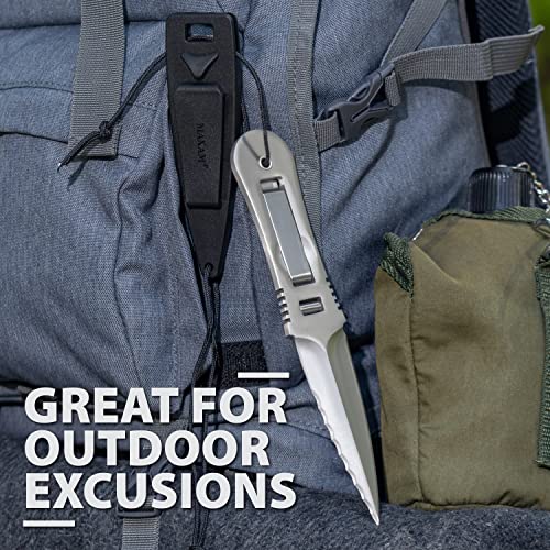 Maxam Tactical Knives - Concealable Fixed Blade Knife with Sheath - Full Tang Blade with Serrated & Smooth Edges - 7.5-Inch