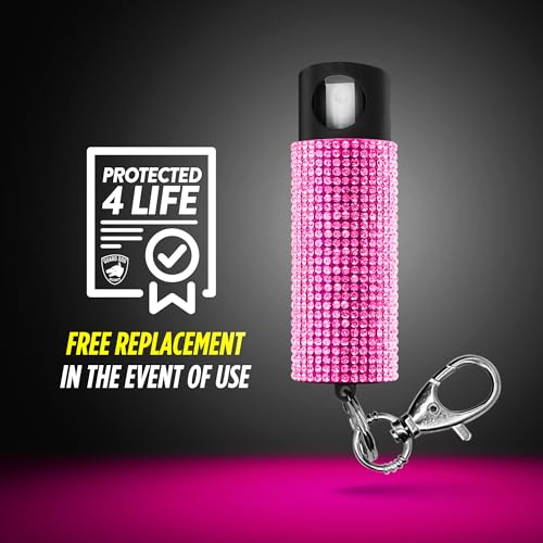 Guard Dog Security Bling it On Pepper Spray, Keychain with Safety Twist Top, Mini and Easy Carry, Lightweight and Fashionable, Maximum Police Strength OC Spray, 16 Feet Range
