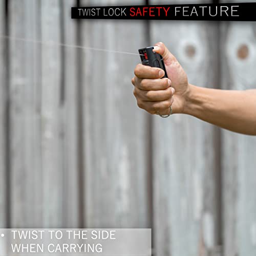 Police Magnum Keychain Pepper Spray Bulk Self Defense Set- Maximum Strength- Belt Clip Safety Key Chains for Women & Men- Made in The USA- 7 Pack Black INJ