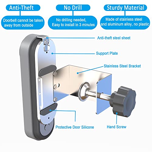 VMEI Anti-Theft Doorbell Mount Design for Google Nest Doorbell (Battery),No Drill,Not Rust, Not Block Doorbell Sensor, Metal Doorbell Door Mount for Home Apartment Office Room Renters-Silver