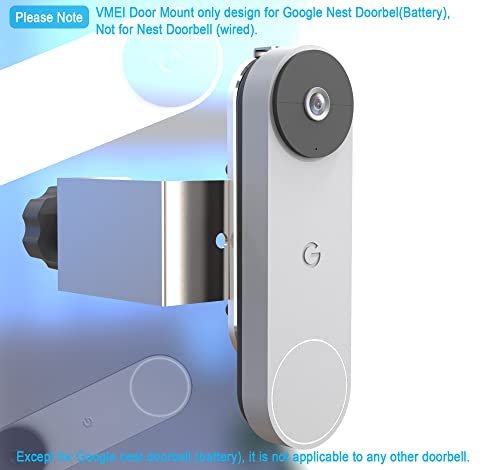 VMEI Anti-Theft Doorbell Mount Design for Google Nest Doorbell (Battery),No Drill,Not Rust, Not Block Doorbell Sensor, Metal Doorbell Door Mount for Home Apartment Office Room Renters-Silver