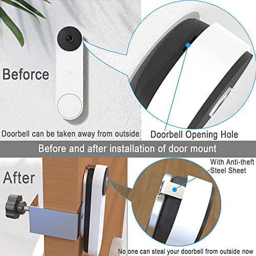 VMEI Anti-Theft Doorbell Mount Design for Google Nest Doorbell (Battery),No Drill,Not Rust, Not Block Doorbell Sensor, Metal Doorbell Door Mount for Home Apartment Office Room Renters-Silver