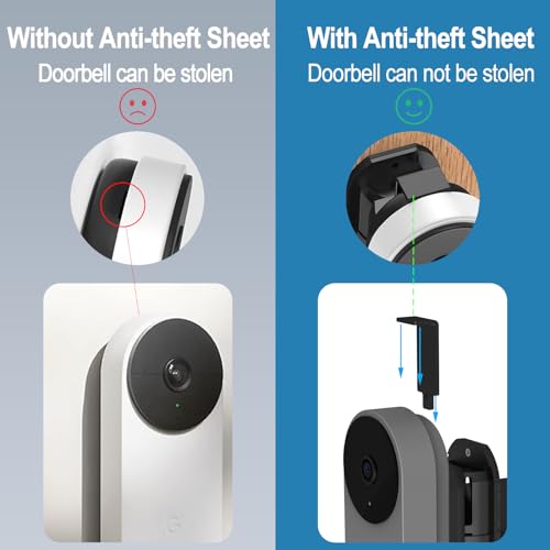 Anti-Theft Adjustable Mount for Google Nest Doorbell (Battery), No Drill Mount for Google Doorbell Camera, Adjustable (45° Left and Right) Angle, Doorbell Mount for Apartment Home Renters