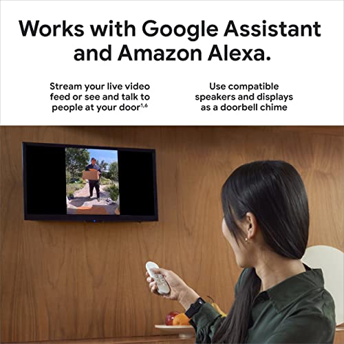 Google Nest Doorbell (Wired, 2nd Gen) - Wired Video Doorbell Camera - Doorbell Security Camera - Snow