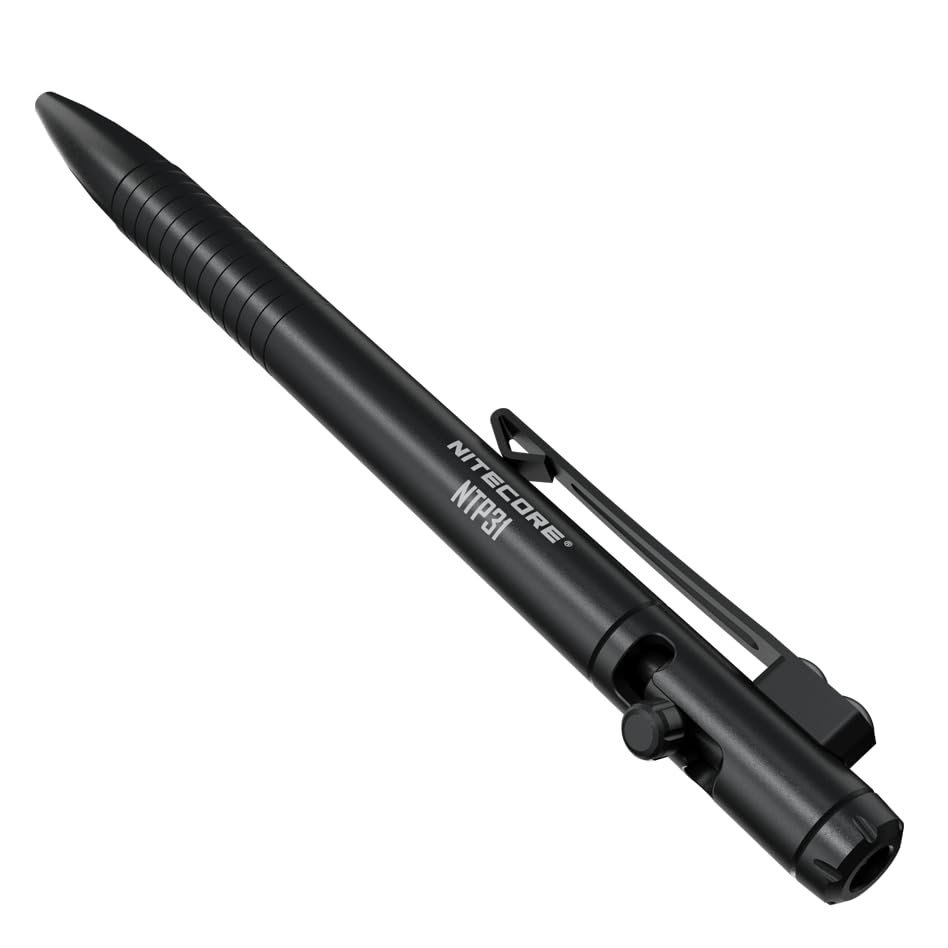 Nitecore NTP31 Bolt Action Tactical Pen with Tungsten Steel Glass Breaker with NitecoreSt Sticker