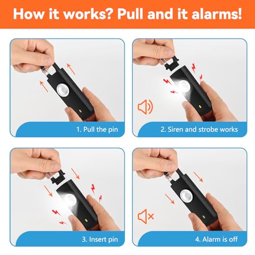 HOTLIFE Personal Safety Alarm for Women, Women Self Defense Keychain Alarm, Personal Alarm with 130 dB Siren & Strobe Light, Personal Emergency Safety Devices for Men, Children, Elderly