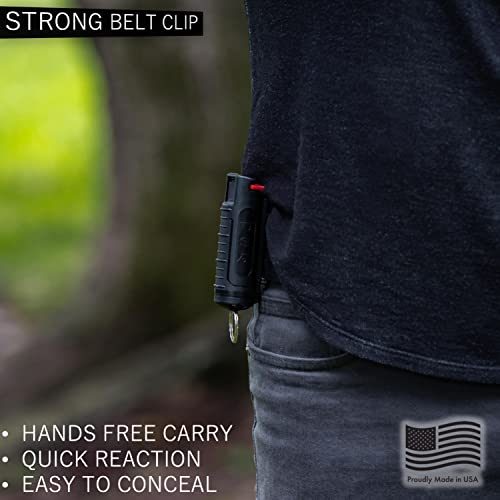 Police Magnum Keychain Pepper Spray Bulk Self Defense Set- Maximum Strength- Belt Clip Safety Key Chains for Women & Men- Made in The USA- 7 Pack Black INJ