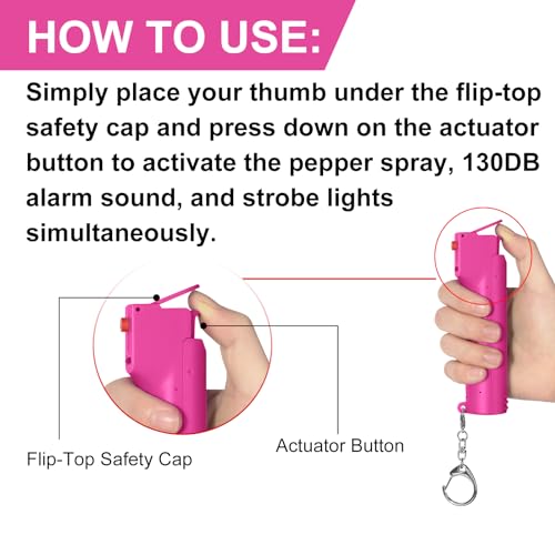 3-in-1 Pepper Spray Self Defence Personal Alarm Set for Women, Max Strength Pepper Gel & 130 dB Safety Alarms & Strobe Lights, Quick Release, 3X Protection, Canister Replaceable, Gifts for Girls