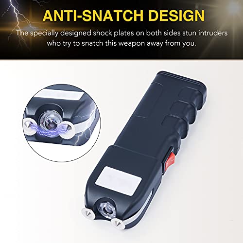 DARTMOOR 300,000V Stun Gun Ultrapowerful Rechargeable Phone Size for Men Women with Side Shock Plates for Car & Self Defense Tactical Flashlight Custom Holster and Lanyard, 2 Packs