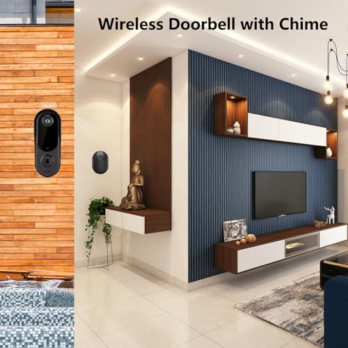 Doorbell Camera Wireless WiFi Video Doorbell with Chime, Two-Way Audio, HD Security Camera,Real-Time Video for iOS & Android Phone,720P (T3)