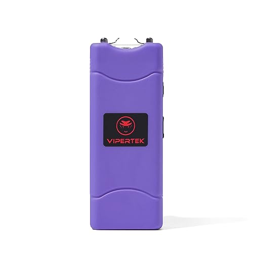 VIPERTEK VTS-881 Micro Stun Gun for Self Defense Rechargeable with LED Flashlight, Purple