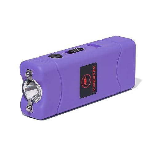 VIPERTEK VTS-881 Micro Stun Gun for Self Defense Rechargeable with LED Flashlight, Purple