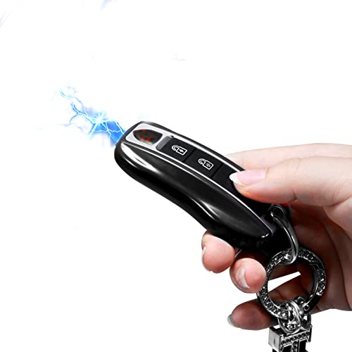 Mini Stun Gun with LED Flashlight and Wrist Strap – Unique Key fob Design (Black)