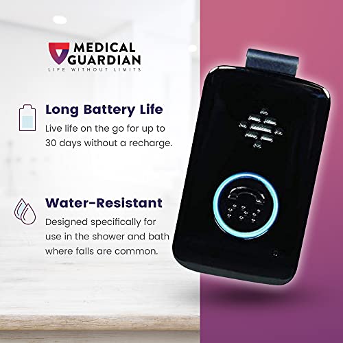Medical Guardian On-The-Go Wearable Alarm and Panic Button for Elderly - Water-Resistant Emergency Button for Elderly, 24/7 Wireless Medical Alert Systems for Seniors, 4G LTE Cellular (Black)