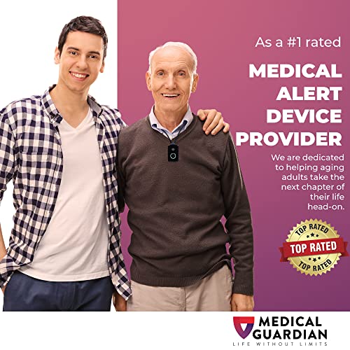 Medical Guardian On-The-Go Wearable Alarm and Panic Button for Elderly - Water-Resistant Emergency Button for Elderly, 24/7 Wireless Medical Alert Systems for Seniors, 4G LTE Cellular (Black)