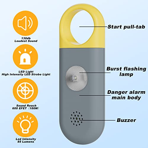 Personal Safety Alarm for Women - 130dB Self Defense Keychains Siren Whistle with Sos LED Strobe Light - Personal Emergency Security Safe Devices Key Chain Alarms for Kids Elderly