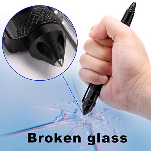 Fpxnb 2 Pack Military Tactical Pen Set with 6 Black Ballpoint Refills for Writing, Made of Tungsten Steel & Aluminum (Black, Pack of 2)