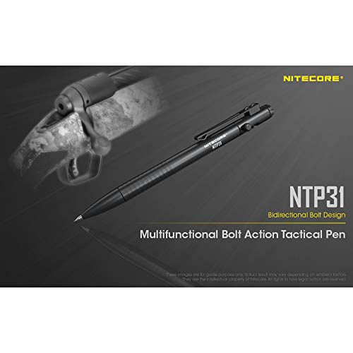 Nitecore NTP31 Bolt Action Tactical Pen with Tungsten Steel Glass Breaker with NitecoreSt Sticker