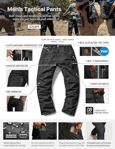 CQR Men's Tactical Water Resistant Cargo Pants