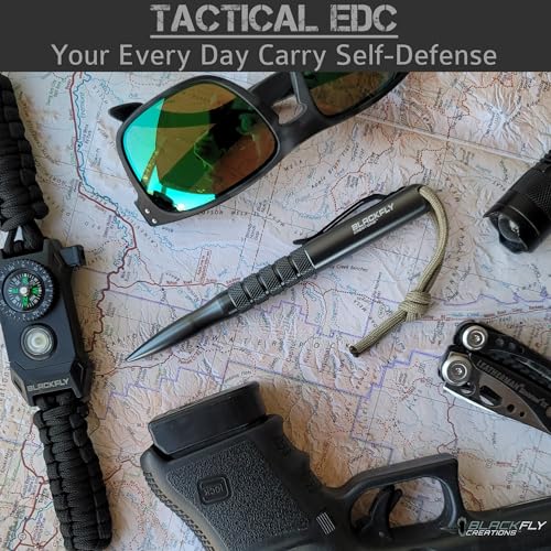 Tactical Pen Self Defense Weapon EDC Survival Tool, SWAT Military Police Gear Glass Breaker Kubaton, Drilled Cap for Lanyard or Keychain, 2nd Ink Refill & Gift Box Gray or Black 100% Quality Guarantee