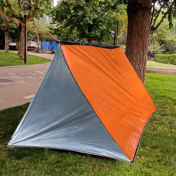 Compact 2-Person Emergency Survival Tent with Whistle