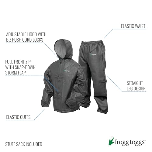 FROGG TOGGS Men's Waterproof Pro Lite Suit, Black