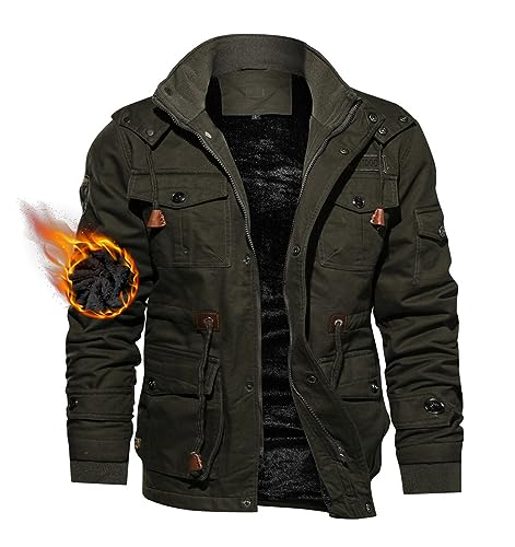 TACVASEN Men's Thermal Military Jacket with Pockets