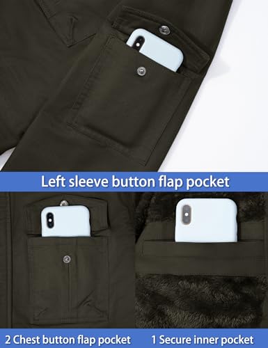 TACVASEN Men's Thermal Military Jacket with Pockets