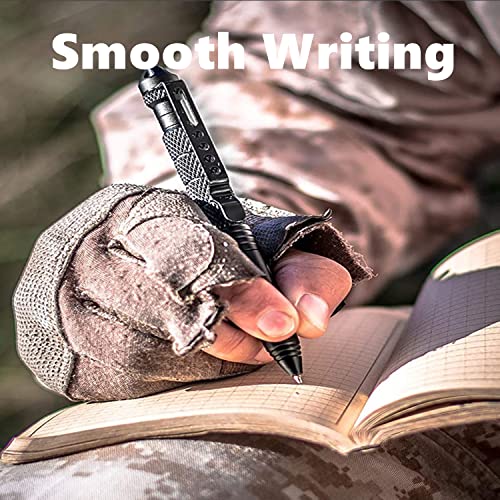 YUNLOVXEE Tungsten Steel Military Tactical Pen - 2 Pack Emergency Self Defense with 8 Black Ballpoint Refills for Writing, Professional Glass Breaker Pen, Multitool for Father's Day