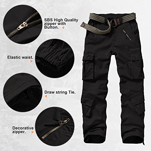 Women's Tactical Cargo Pants with Pockets - Black