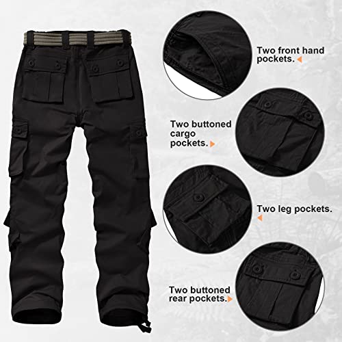 Women's Tactical Cargo Pants with Pockets - Black