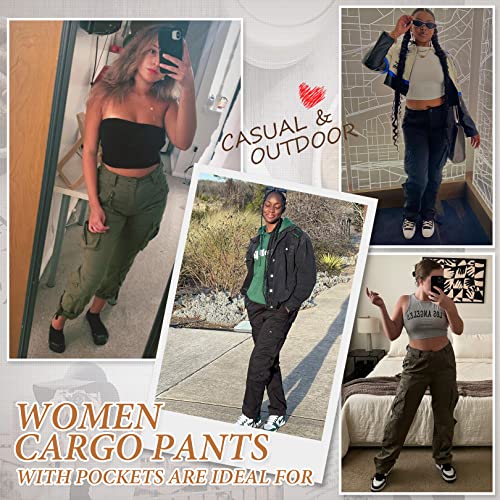 Women's Tactical Cargo Pants with Pockets - Black