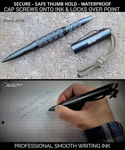 Tactical Pen Self Defense Weapon EDC Survival Tool, SWAT Military Police Gear Glass Breaker Kubaton, Drilled Cap for Lanyard or Keychain, 2nd Ink Refill & Gift Box Gray or Black 100% Quality Guarantee