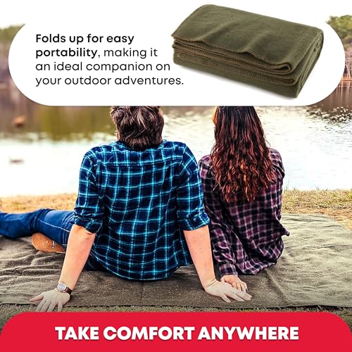 Olive Drab Fire Retardant Wool Survival Blanket