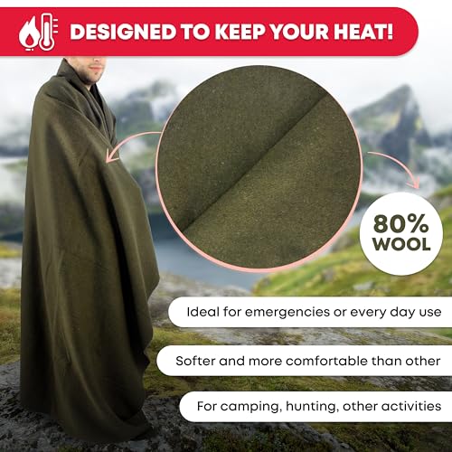 Olive Drab Fire Retardant Wool Survival Blanket