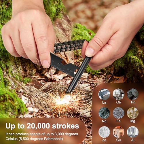 Survival Fire Starter Kit with Ferro Rod & Paracord