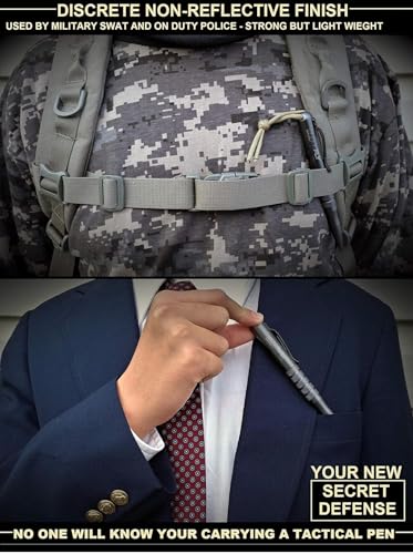 Tactical Pen Self Defense Weapon EDC Survival Tool, SWAT Military Police Gear Glass Breaker Kubaton, Drilled Cap for Lanyard or Keychain, 2nd Ink Refill & Gift Box Gray or Black 100% Quality Guarantee