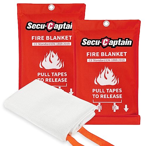 SecuCaptain 2-Pack Fire Blanket for Emergency Safety